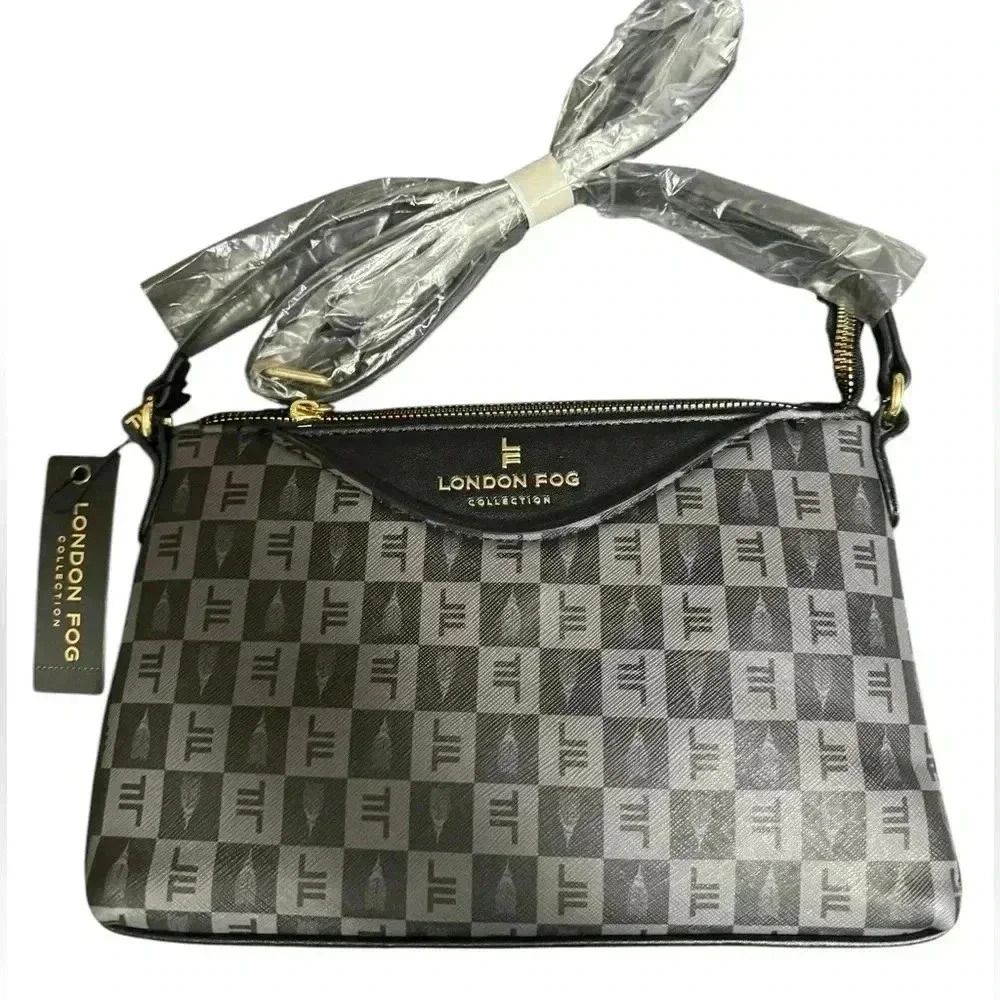 New London Fog Addison Tower Signature Print Crossbody Bag